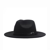 Wholesale Autumn winter Flat Brim Wool Felt Fedora Hats with buckle Jazz Formal Hat Panama Cap plain hat Men Women big brim felt hat