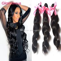 Wholesale Glamorous Bundles Virgin Malaysian Hair Extensions Loose Wave Real Human Hair Brazilian Indian Peruvian Wavy Remy Hair Weft