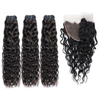 Wholesale Brazilian Nature Wave Human Hair Weaves Bundles with x4 Lace Frontal Ear to Ear Full Head Natural Color Human Hair Extensions