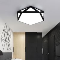 Wholesale Free ship Modern Black White LED Ceiling Chandeliers For Living Room Bedroom Hallway Iron Polygon Led Chandeliers Lighting Lampadas