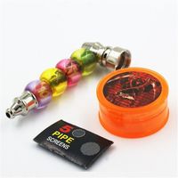 Wholesale Metal Smoking Pipe with Replacement Screen Filters Tobacco Grinder for Bob Marley Smoking Pipe Dry Herb Blister Retail Package