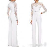 Wholesale new White Elie Saab Mother Of The Bride Pant Suits Jumpsuit With Long Sleeves Lace Embellished Women Formal Evening Wear Custom Made