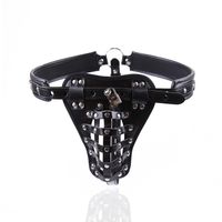 Wholesale New arrival Male Chastity belt Penis lock Black Leather Bondage shorts For Men Adult Product J0140