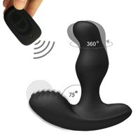 Wholesale Levett Caesar USB Charging Degree Rotation Male Prostate Massager Butt Plugs G Spot Prostata Vibrator for Men Anal Sex Toys Y201118