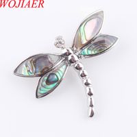 Wholesale WOJIAER Natural Zealand Dragonfly Necklaces Pendants Paua Abalone Shell Pearl Beads Friend Body Jewellery Gifts N3486