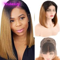 Wholesale Malaysian Human Hair Virgin Hair Lace Front Bob Wigs B Silky Straight b Ombre Color X4 Lace Front Bob Wig