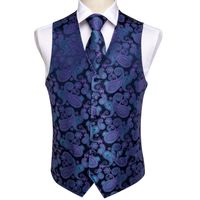 Wholesale Fast Shipping Men s Classic Purple Blue Paisley Silk Jacquard Waistcoat Vest Handkerchief Cufflinks Party Wedding Tie Vest Suit Set MJ