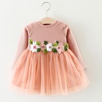 Wholesale Cute Pretty Toddler Baby Girls dress Flower long sleeve lace Dress Princess Party Prom Tulle Dresses
