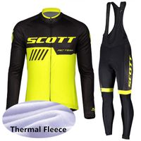 Wholesale New SCOTT long sleeve cycling jersey set Winter thermal fleece Tour de France Bisiklet wear bike maillot MTB Bicycle clothing Y051316
