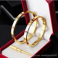Wholesale top designer women Bracelets love bangle with stone and screw Bracelet titanium steel gold silver bracelet with Original dustbag