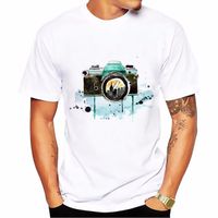 Wholesale 2022 Fresh style camera design t shirt man summer tops short sleeve O neck comfort Breathable Tees white casual