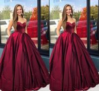 Wholesale Ball Gown Burgundy Prom Dresses With Pockets Pleats Ruched Sweetheart Sweet Dress Quinceanera Evening Formal Dress Gowns Plus Size