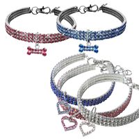 Wholesale Popular Dog Rhinestone Necklace Jeweled Bling Collars Crystal Diamond Pet Cat stretch function Collar Size S M L Pet Supplies