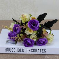 Wholesale Rose Fake Flower Small Bundle Artificial Flowers Home Decoration Simple Durable Multicolor Wedding Christmas Day Hot Sales mxC1