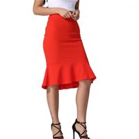 Wholesale Women Business Office Party Midi Skirt Big Size Saia Faldas Womens High Waist Skirts Slim Pencil Mermaid Skirt Elegant
