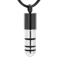 Wholesale IJD11946 High Quality Black Stainless Steel Cylinder Cremation Jewelry For Men Keepsake Memorial Urn Pendant Necklace For Ashes