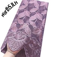 Wholesale Latest Lilac Guipure Lace Fabric Bridal Dress Water Soluble Cord With Rhinestones Yards Green Embroidery African Lace For Party