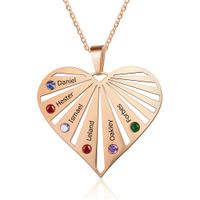 Wholesale Fashion Personalized Necklaces Stainless Steel Heart Pendant Women Jewelry Engrave Names Birthstones Exquisite Gift for Family