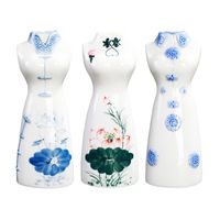 Wholesale Chinese Qipao Dress Vase Vintage Oriental Lady Shaped Porcelain Vases Unique Decoration for Home Asian Restaurant Wedding