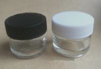 Wholesale vape clear g glass jar stash container small wax oil cosmetic containers dab storage with black white lid custom logo