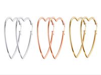 Wholesale 5pair of in bulk silver gold rose gold Stainless Steel Simple design Large sweet Lover Heart Hoop Earrings Women Pairty jewelry