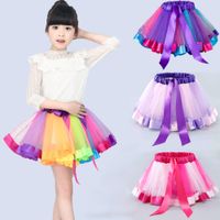 Wholesale Children s Clothing Summer seven colours qun European And American Children s Rainbow Skirt Mesh Tutu Skirt Girls Show