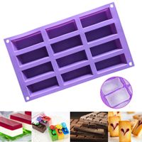 Wholesale Cavity Rectangle Pattern Silicone Cake Chocolate Molds Handmade Jelly Ice Cube Pudding Random Color