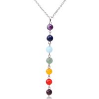 Wholesale 7 Chakra Gem Stone Beads Pendant Necklace Women Reiki Healing Balancing Chakra Necklaces Fashion