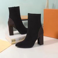 Wholesale 2019 new designer Ms short boots Women Leather Boots fashion chunky heels boots high for Fashion Lady socks boots size