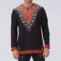 Wholesale E baihui African style Mens T shirts High Quality Mens Africa Dress Shirts Long Sleeve Shirt Men Casual Tribal Ethnic Print African Clothing
