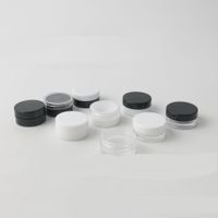Wholesale 1ML G Gram Cosmetic Sample Empty Jar Plastic Round Pot Black Screw Cap Lid Small Tiny g Bottle for Make Up Eye Shadow Nails Powder Paint