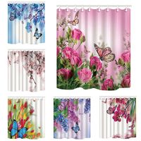 Fluffy Rabbits Bunny Family Bathroom Shower Curtain Set Home Fabric Hooks 71Inch