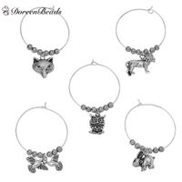 Wholesale DoreenBeads Zinc Based Alloy Wine Glass Charms Mixed Antique Silver Animal Hematite Beads Party Decoration mm x mm Set