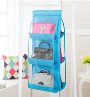 Wholesale 7 Colors Home Pockets Handbag Purse Storage Bag Hanging Books Organizer Wardrobe Closet Hanger Double Sided Foldable Transparent EEA1419