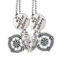 Wholesale Ancient Silver No Matter Where Mother s Day Heart Compass Necklace Mother Daughter Designer Necklace Set Women Men Jewelry Best Frieng Gift