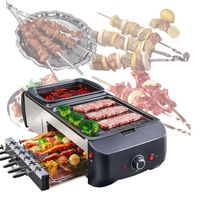 Wholesale 1800W Household Electric Grill Hot Pot Barbecue Grill Machine Household Elecitrc BBQ Furnace Griddle with Hot pot Cooker220V