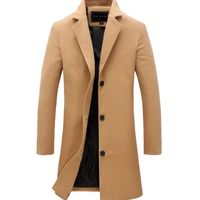 Wholesale Men s Trench Coats Winter Men Coat Fashion Solid Long Jacket Male Vintage Single Breasted Business Mens Overcoat Plus Size Wool Blends