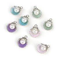 Wholesale 10pcs x15mm zinc alloy enamel shell pearl charm pendant for bracelet necklace jewelry making diy earring findings