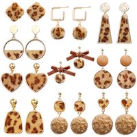 Wholesale Vintage Velvet Leopard Earrings for Women Girls Bohemian Animal Print Christmas Drop Earring Fashion Jewelry Gift