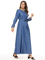 Wholesale Sleeve Dresses Fashion Designer Loose Long Clothing Denim Embroidery Casual Robe Asymmetrical Spring Women Summer Bell