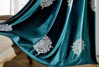 Wholesale green curtain fabric modern minimalist Chinese curtains Italian velvet exquisite embroidery dark green and blue shading workmanship