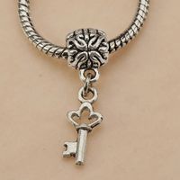 Wholesale Charms Beads DIY Bracelets Necklace Dangle Keys Flower Retro Silver Slider Large Hole Metal Handmade Craft Fittings
