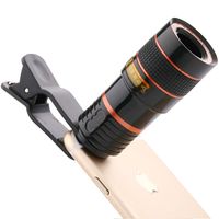 Wholesale 8x18 Zoom Mobile Monocular Telescope Camera Lens Night Vision Mini Universal Optical Clip Telephoto Black for Phone Accessories