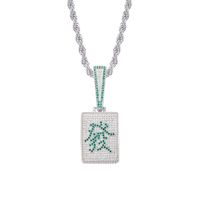 Wholesale hip hop iced out mahjong pendant necklaces for men women luxury designer bling diamond Chinese character get rich be weathy lucky pendants