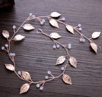 Wholesale New hair accessories European and American handmade bridal tiara hair band rose gold leaf headband