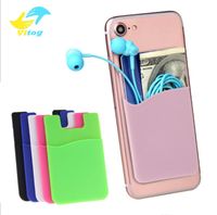 Wholesale Vitog Creative phone holder Elastic Cell Card Holder Phone Wallet Case Business Credit ID Card Pouch Holder Pocket Stick Adhesive for phones