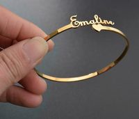 Wholesale 2020 Customized Nameplate Name Bracelet Personalized Custom Cuff Bangles Women Men Rose Gold Stainless Steel Jewelry