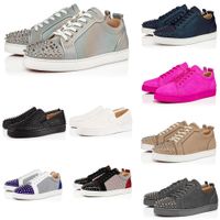 Wholesale 2020 Fashion Designer Red Bottom Shoes Junior Studded Spikes Sneakers Mens Real Leather Trainers Party Shoes Casual Shoe Leather Sneakers
