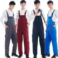 Wholesale S XL Workwear men s and women repairman strap jumpsuit trousers four seasons protective coverall Work blue tooling bib pants
