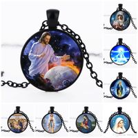 Wholesale Statement necklaces Virgin Mary Pendant pure Necklace Christian Stainless Steel Jewelry Black Vintage Religious Jesus Chains Necklaces